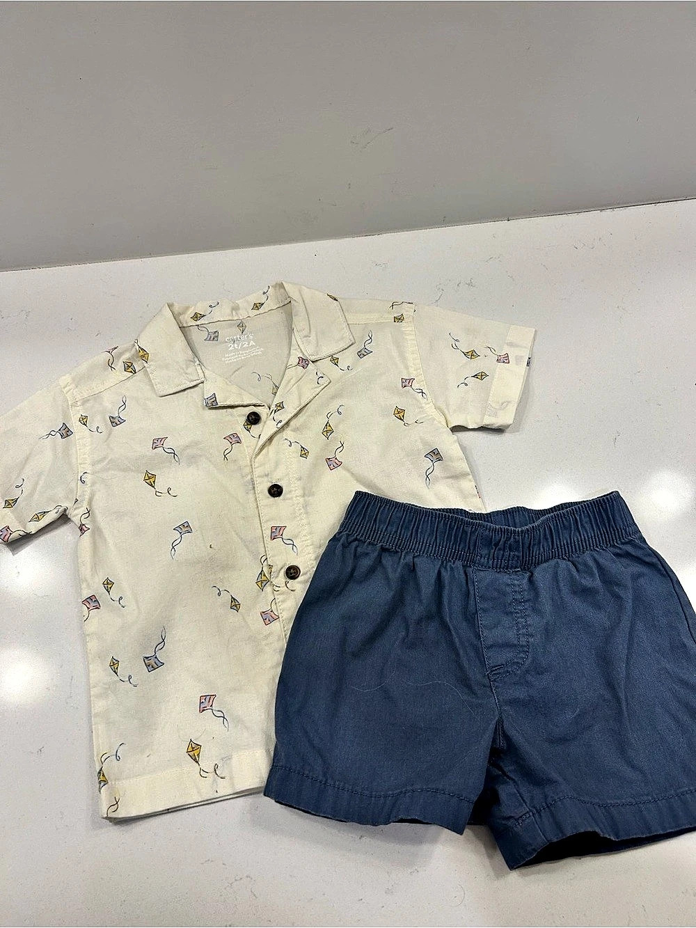 Carter’s 2-Piece Kite Button-Down Shirt & Short Set - Navy/Ivory (Size 2T)